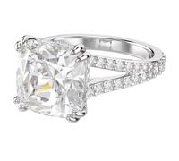 Swarovski Bague cocktail Stilla, coupe carrée, pavé, blanc, plaqué rhodium (taille 60)