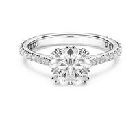 Swarovski Bague cocktail Stilla, ronde pavé blanc, finition argentée, taille 50, cristal