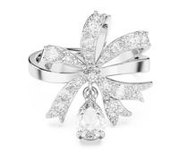 Bague cocktail Hyperbola, Nœud, Blanche, Métal rhodié 55