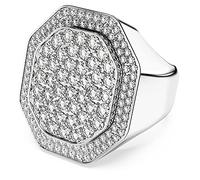 Swarovski Bague de cocktail Dextera, face octogonale étincelante ornée de cristaux incolores, en métal rhodié