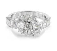 Swarovski Bague Matrix – cristaux baguette incolores, nœud, métal rhodié, taille 55