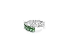 Swarovski bague, de la collection Matrix, cristaux incolores et verts de tailles rondes et baguettes, en métal rhodié, taille 60