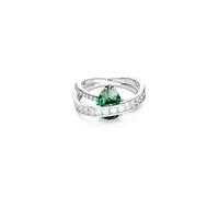 Bague cocktail Hyperbola, Tailles variées, Deux bandes, Verte, Métal rhodié 52