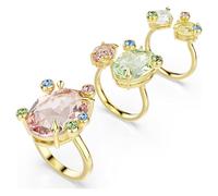 Swarovski Bague Gema, lot de 3 anneaux, coupe mixte, multicolore, plaqué or