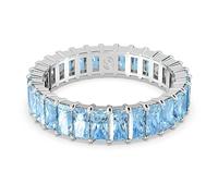 Swarovski Bague Matrix, taille baguette, bleu, métal rhodié