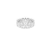 Swarovski Bague Matrix Vittore, cristaux blancs poire sertis en ligne, finition argentée, taille 60