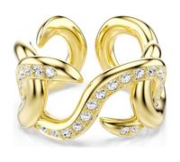 Swarovski Bague ouverte Dextera, coupe ronde, blanc, plaqué or, 60, Cristal, Pas de pierre précieuse