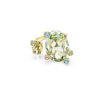 Swarovski Bague ouverte Gema – Cristaux vert et jaune, multicolore – Plaqué ton or – Taille 60
