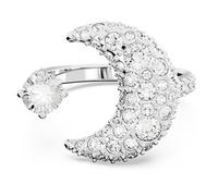 Swarovski Bague ouverte Luna décorée d'une lune et de cristaux incolores, en métal rhodié