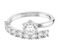 Swarovski Bague ouverte Matrix, coupe ronde, blanc, plaqué rhodium