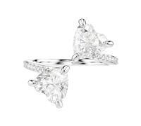 Swarovski Bague ouverte Mesmera Attract, sculpture en coeur, pavé, coeur, blanc, salle de bain rhodium, cristal, zircone cubique, Cristal, Zircone cubique
