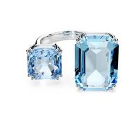 Swarovski Bague Millenia ouverte, taille octogonale, bleue, métal rhodié