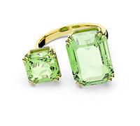 Swarovski Bague ouverte Millenia, Taille octogonale, Verte, Placage de ton or