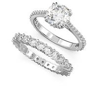 Swarovski Bague Stilla, Parure (2), Taille ronde, Blanche, métal rhodié