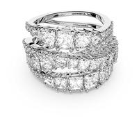 Swarovski Bague Twist Wrap, Blanche, Métal rhodié, Tailles variées