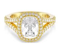 Swarovski Bague Una Angelic, coupe coussin, blanc, finition or 18 carats, 60, Cristaux, finition or 18 carats, oxyde de zirconium, Zircone cubique