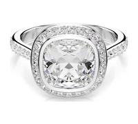 Swarovski Bague Una Angelic, coupe coussin, blanc, plaqué rhodium, 58, Cristaux, plaqué rhodium, Pas de pierre précieuse