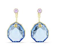 Swarovski Boucles d’oreilles transformables Gema, Bleues, Placage de ton or