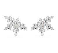 Swarovski Boucles d'oreilles à clip Idyllia, coupe mixte, demi-flocon de neige, blancs, plaqué rhodium