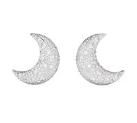 Swarovski Boucles d'oreilles à clip lune, blanches, plaquées rhodium