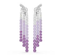 Swarovski Boucles d'oreilles à clip Matrix, dégradé de couleur, Tailles rondes, Violet, Plaqué rhodium, One Size, Cristal, Zircone cubique, One Size, Cristal, Zircone cubique