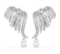 Swarovski Boucles d'oreilles à clip Vienna, coupe mixte, cygne, blancs, plaqué rhodium
