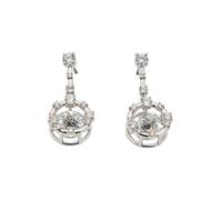 Swarovski Boucles d'oreilles Constella – taille ronde, Dancing stone, blanches, métal rhodié