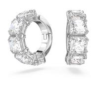 Boucles d'oreilles clip Matrix, Taille Carré, Blanches, Métal rhodié
