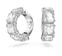 Swarovski Boucles d'oreilles clip Millenia – Taille carrée, blanches, métal rhodié