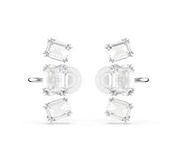 Swarovski Boucles d'oreilles clip Millenia, Taille octogonale, Blanches, Métal rhodié