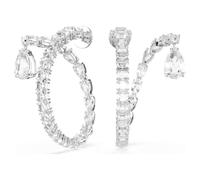 Swarovski Boucles d'oreilles créoles Matrix, coupe mixte, blanches, plaqué rhodium