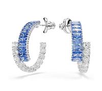 Swarovski Boucles d'oreilles créoles Matrix - Coupe mixte - Bleu - Finition rhodium