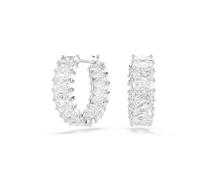 Swarovski Boucles d'oreilles créoles Matrix, taille baguette, blanc, finition rhodium