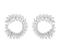 Swarovski Boucles d'oreilles créoles Mesmera, coupe marquise blanches, plaqué rhodium
