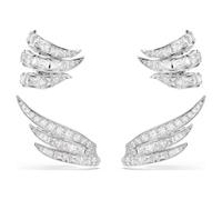 Swarovski Boucles d'oreilles ear cuff Vienna, coupe mixte, cygne, blancs, plaqué rhodium
