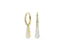 Swarovski Boucles d'oreilles Stilla Attract, cristaux ronds incolores, pavé Zirconia, placage ton or