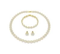 Swarovski Parure Una Angelic, 3 pièces, taille ronde, blanc, placage de ton or