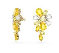 Swarovski Boucles d'oreilles Gema, fleurs ornées de cristaux jaunes et inCOLOR_NAMEes, placage ton or