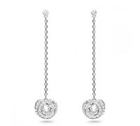 Swarovski Boucles d'oreilles Generation, paire de pendants d'oreilles Swarovski, longs, métal rhodié, blanc