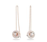 Swarovski Boucles d'oreilles Hollow, paire de pendants d'oreilles longs, placage de ton or rosé, blanc