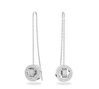 Swarovski Boucles d'oreilles Hollow, pendants d'oreilles longs en métal rhodié, blanc