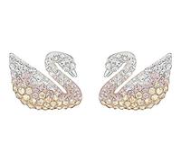 Swarovski Boucles d'oreilles Iconic Swan, large, multicolore, métal rhodié