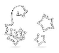 Swarovski Boucles d'oreilles manchette Stella, constellation de 3 étoiles, étoiles en métal rhodié, blanc
