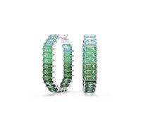 Anneaux d'oreilles Matrix, Taille baguette, Vertes, Métal rhodié
