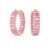 Swarovski Anneaux d'oreilles Matrix, Taille baguette, Roses, Placage de ton or rosé
