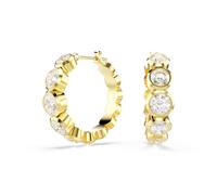 Swarovski Anneaux d’oreilles Imber, mini créoles ornées de cristaux ronds blancs dégradés, sertis façon chaton moderne, diamètre environ 2,4 cm, placage ton or