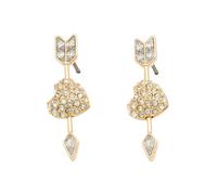 Swarovski Pendants d'oreilles Idyllia, Tailles variées, Cœur avec flèche, Blanches, Placage de ton or