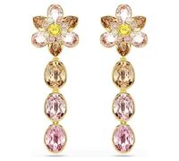 Swarovski Boucles d'oreilles pendantes Idyllia, coupe mixte, fleur, multicolore, plaqué or