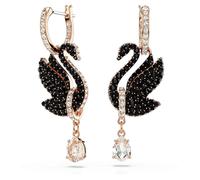 Swarovski Boucles d'oreilles pendantes plaquées or rose, noir, 3,8 cm x 1,3 cm, cristal zircon cubique, zircon cubique