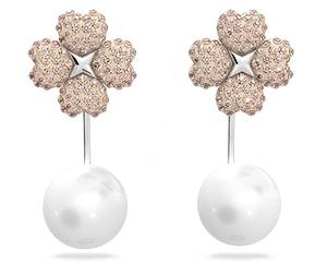 Swarovski Boucles d'oreilles transformables en forme de fleurs rose Latisha, métal rhodié, rose